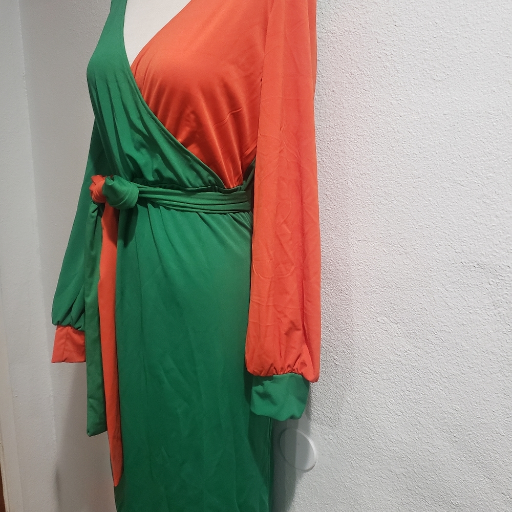 NWOT - Multi-colored Wrap Dress - Picture 3 of 4